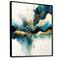 Designart 'Teal And Gold Abstract Expression III' Modern Framed Canvas Wall Art